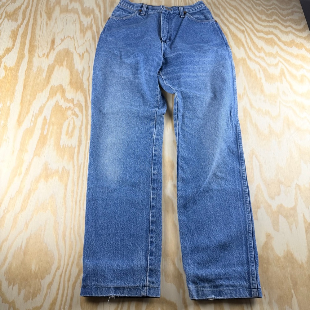 Vintage Wrangler High Waisted Straight Leg Jeans Medium Wash Made in USA 9/10x34